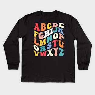 alphabet hi back to school ABC Pre K Kindergarten Teacher Kids Long Sleeve T-Shirt